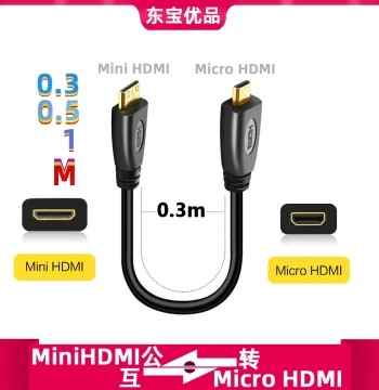 HD Micro HDMI to Mini HDMI Cable Raspberry Pi Host Secondary Screen Micro Mini Video Adapter Cable