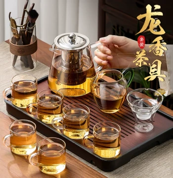 Glass Tea Set 2026 New Arrival, Teapot and Teacups, Complete Kung Fu Tea Ware for Office and Home Brewing