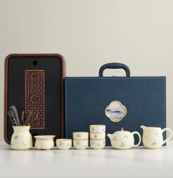 Premium Kung Fu Tea Set, Lightweight Ceramic Teapot and Cups for Office Reception, Ideal Gift for Elders, Friends, or Housewarming