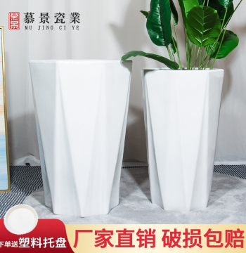 Ceramic Flower Pot Clearance Special, Large Diameter Minimalist Design, Extra-Large Floor Plant Pot, Light Luxury Premium Feel