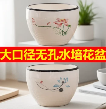 Narcissus Copper Coin Grass Flower Pot Clearance Sale Ceramic No-Hole Bowl Lotus Large Diameter Hydroponic Tall Pot Container