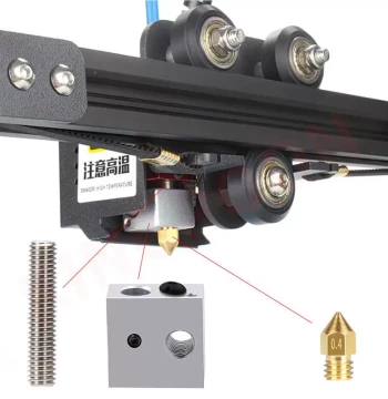 3D Printer Parts MK8 Heating Aluminum Block, Stainless Steel Throat, MK8 Steel Nozzle B01243 Kit