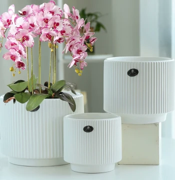 New Matte Ceramic Flower Pot, Nordic Minimalist Style, Extra Large with Tray for Desktop Succulents and Indoor Plants