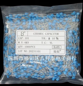 101/6KV Pitch 5mm 100PF6KV 6kV 101 High-Frequency High-Voltage Ceramic Disc Capacitor 6KV101
