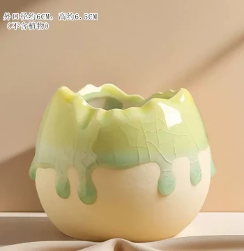 Office Budget Durable Desktop Clearance Sale Minimalist Decorative Succulent Small Flower Pot Ceramic Ice-Crackle Glaze