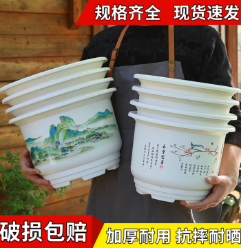 New Style Thickened Durable Eco-Friendly White Plastic Resin Flower Pot - Imitation Ceramic for Indoor Green Plants, Extra Large Size with Free Shipping