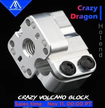 Mellow 3D Printer Parts Mosquito Extruder Volcano Heater Block Compatible with Crazy Dragon