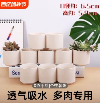 New INS-Style Breathable and Water-Absorbent Ceramic Flower Pots for Succulents – Unglazed DIY Hand-Painted Rough Pottery, Simple Handcrafted Small Pots