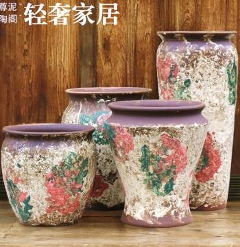 Extra Large Ceramic Flower Pot with Wide Mouth for Aeonium Old Stumps, Roses, Bougainvillea, Coarse Pottery Tall Breathable Pot - Clearance