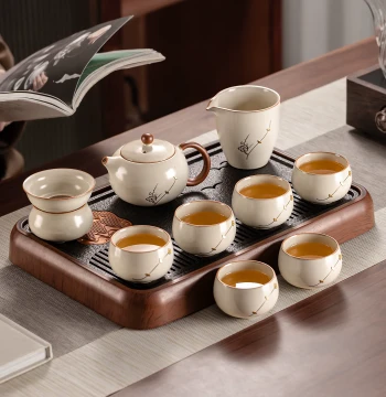 Ru Kiln Ju Ding Kung Fu Tea Set, Home Ceramic Teapot and Teacups, Office Guest Tea Drinking, 2026 New Model