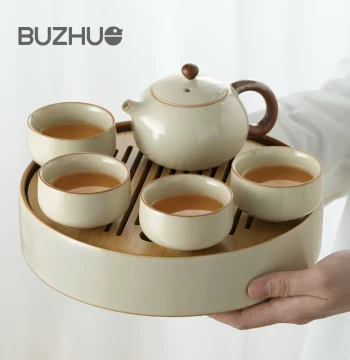 Teapot Tea Set with Tea Tray Complete Set for Single Person Home Use Small Teacup Youth Tea Brewing Kung Fu Tea Set