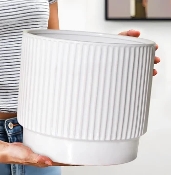 Ceramic Flower Pot Home White Minimalist Living Room Phalaenopsis Special Light Luxury Premium Large Diameter Snake Plant Pot