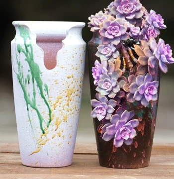 Cut Mouth Coarse Pottery Tall Thin Succulent Pot Gap Purple Joy Cliff Plant Breathable Extra Large Pot Wizard Old Stake Ceramic