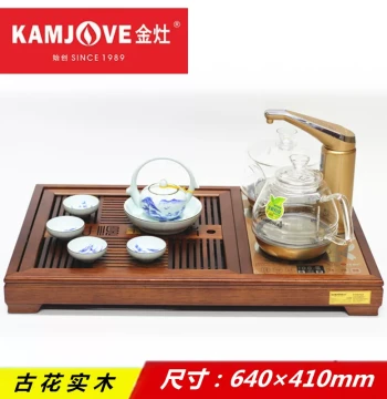 KAMJOVE V199 Ancient Flower Solid Wood Complete Kung Fu Tea Set Tea Sea Fully Intelligent Tea Tray Tea Table