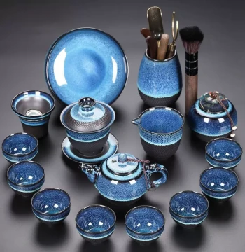 Premium Yao Bian Jianzhan Tea Set - Complete Kung Fu Tea Collection with Ceramic Teapot, Gaiwan, and Cups for Home Use