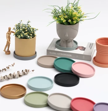 Ceramic Round Flower Pot Saucer, Nordic Decor Morandi Color Sintered Base, Thickened Pad for Water Accumulation Plant Stand