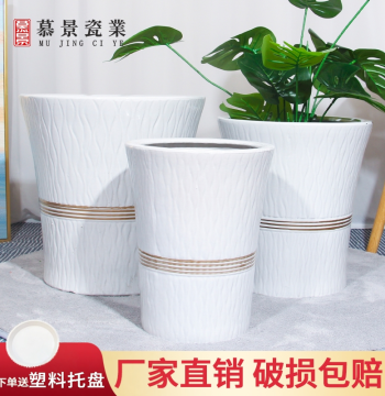 Ceramic Flower Pot for Home - Minimalist Light Luxury Style for Bird of Paradise, Money Tree, and Dragon Blood Tree (Clearance)