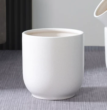 Nordic Minimalist White Floor-Standing Ceramic Flower Pot for Indoor Living Room Monstera Money Tree Black Diamond