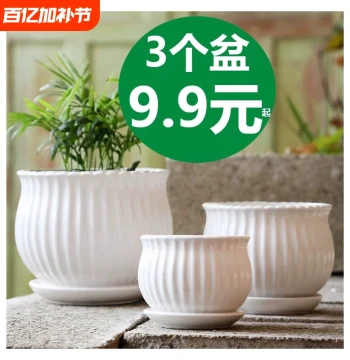 Large Ceramic Flower Pot Clearance Special Offer with Tray, Home White Pothos Phalaenopsis Succulent Planter Large Diameter