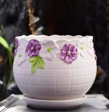 Ceramic Flower Pot Special for Pothos Hanging Orchid Pot Home Large Small Size Tray Integrated Money Tree Planting Pot Ornament