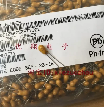 Original 50V 1uF Through-Hole Tantalum Electrolytic Capacitor 105 105K Brand New 100 pcs = 32 Yuan