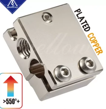 Mellow High-Temperature 3D Printer Parts E3D Hot End Extruder Copper V6 Heater Block Compatible with PT100