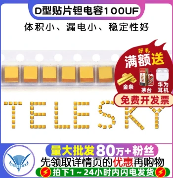 TELESKY SMD Tantalum Capacitor 100uF 16V D7343 Type D, Tantalum Capacitor (2 Pieces)