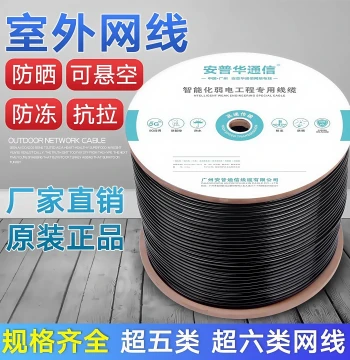 Outdoor Pure Copper Cat5e Double Shielded Network Cable, Home Surveillance Cat6 Gigabit High-Speed Outdoor Waterproof Twisted Pair