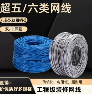Cat5e/Cat6 Ethernet Cable Indoor/Outdoor Gigabit High-Speed Oxygen-Free Pure Copper POE Surveillance 8-Core Twisted Pair Network Wire