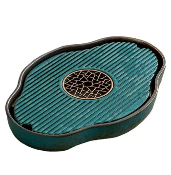 Minimalist Chinese Style Ceramic Tea Tray, Dry Brewing Plate with Water Storage and Drainage Pipe, Convenient Home Tea Station