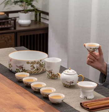 Ceramic Kung Fu Tea Set from Dehua White Porcelain, Including Small Teacups, Fairness Cup, Teapot, and Complete Tea Service