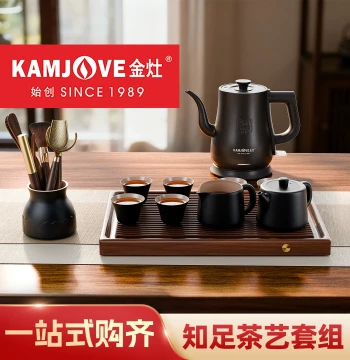 KAMJOVE KP-T81 Kung Fu Tea Set and Tea Tray, Small Home Guest Tea Drinking Set, Complete Tea Ceremony Six Gentlemen Set