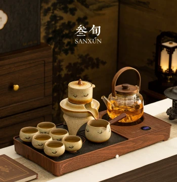 Sanxun Dunhuang Automatic Brewing Kung Fu Tea Set 2026 New Model - All-in-One Home Tea Station with Integrated Water Boiler and Tea Tray