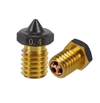 3D Printer Parts: Three-Hole EV6 High-Flow Brass Nozzle, E3D CHT Clone with PTFE Lining for High-Speed Printing