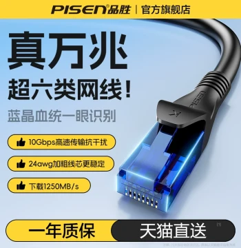 Pisen Cat6a Ethernet Cable 10Gbps High-Speed Broadband Network Patch Cord for Computer Router Home Networking