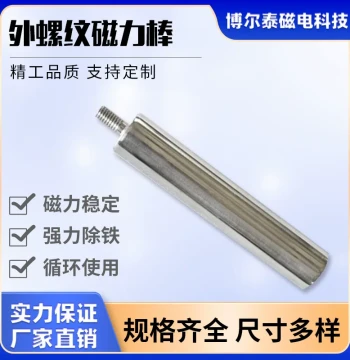 External Thread Strong Magnetic Rod 13000GS Specialized for Iron Removal 304 Stainless Steel Strong Magnetic Rod Neodymium Removal Industrial Iron Removal
