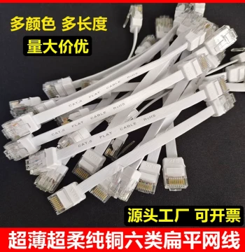 Ultra-Thin Ultra-Soft Flat Ethernet Cable Cat6 Gigabit Pure Copper Flat Cable CAT6 High-Speed Black/White Extra Short Network Cable