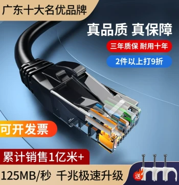 Household Gigabit Ethernet Cable Cat6a Indoor/Outdoor High-Speed Broadband Network Cable with Connectors