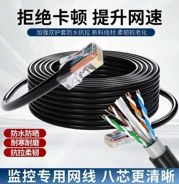 Pure Copper Super Cat6 High-Speed Gigabit Network Cable for Home Router Broadband, Indoor/Outdoor Surveillance with RJ45 Connector Patch Cable