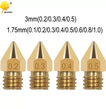 Jigong Brass Nozzle, 3D Printer MK8 Pointed Brass Nozzle with Surface Engraving