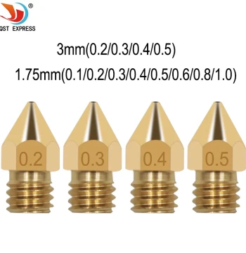 Brass Nozzle 3D Printer Accessories Mk8 Pointed Brass Nozzle with Surface Engraving