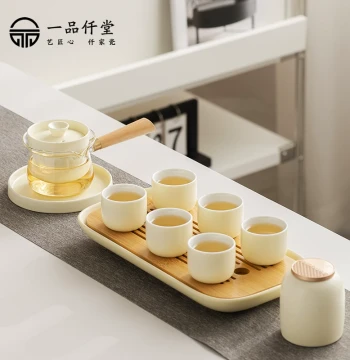 Ceramic Tea Set for Home Use, Kung Fu Tea Ceremony, Ladies' High-Aesthetic Afternoon Tea, Teapot, Complete Light Luxury Teacup Set