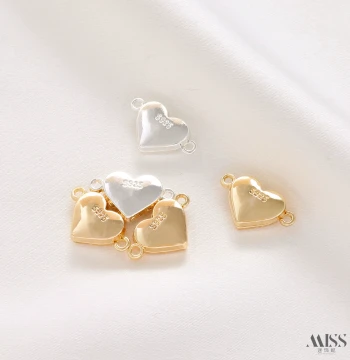 14K Gold-Filled Color-Preserved Engraved Heart Magnetic Clasp End Connector for DIY Bracelet Necklace Findings