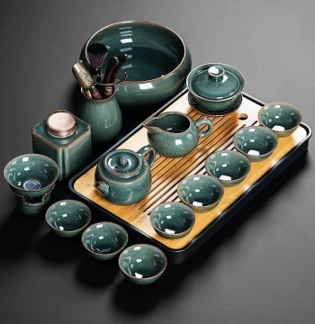 Ge Kiln Kung Fu Tea Set, 2026 New Arrival, High-End Complete Set for Home and Office Tea Brewing