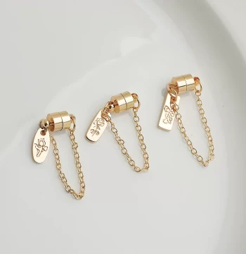 14K Gold-Filled Color-Safe Safety Chain with Tag Magnetic Clasp Pendant Necklace Finish Connection Clasp DIY Jewelry Accessories
