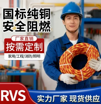 National Standard Household Lighting Wire Pure Copper RVS Fire Engineering Twisted Flexible Wire 2-Core 1.5/2.5/4 sq.mm