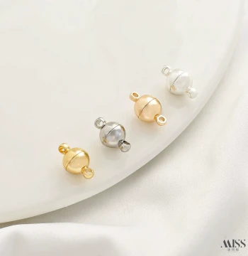 14K Gold-Filled Color-Safe Strong Magnetic Spherical Magnet Clasp Round Magnetic Buckle for DIY Bracelet Necklace Finish Connection Parts