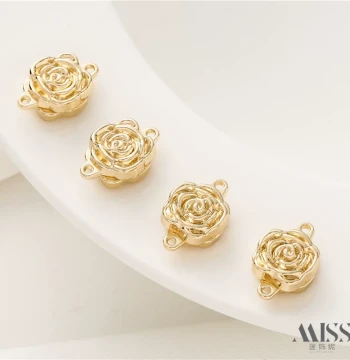 14K Gold-Filled Color-Preserved Double-Hanging Rose Magnetic Clasp Connector End Cap DIY Snap Clasp Bracelet Necklace Jewelry Accessories