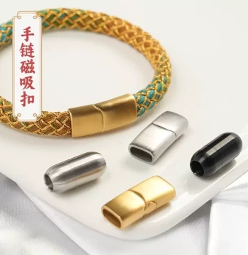 Bracelet Magnetic Clasp Flat Disc Braided Rope Woven Leather Cord Bangle Bracelet Connector Tower Clasp Dragon Scale Hand Rope Clasp Head