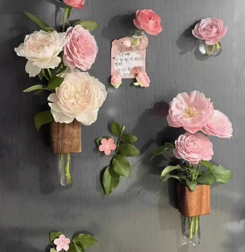 Creative Test Tube Flower Arranger Refrigerator Magnet Magnetic Sticker Message Fixing Magnetic Force Hydroponic Plant Vase